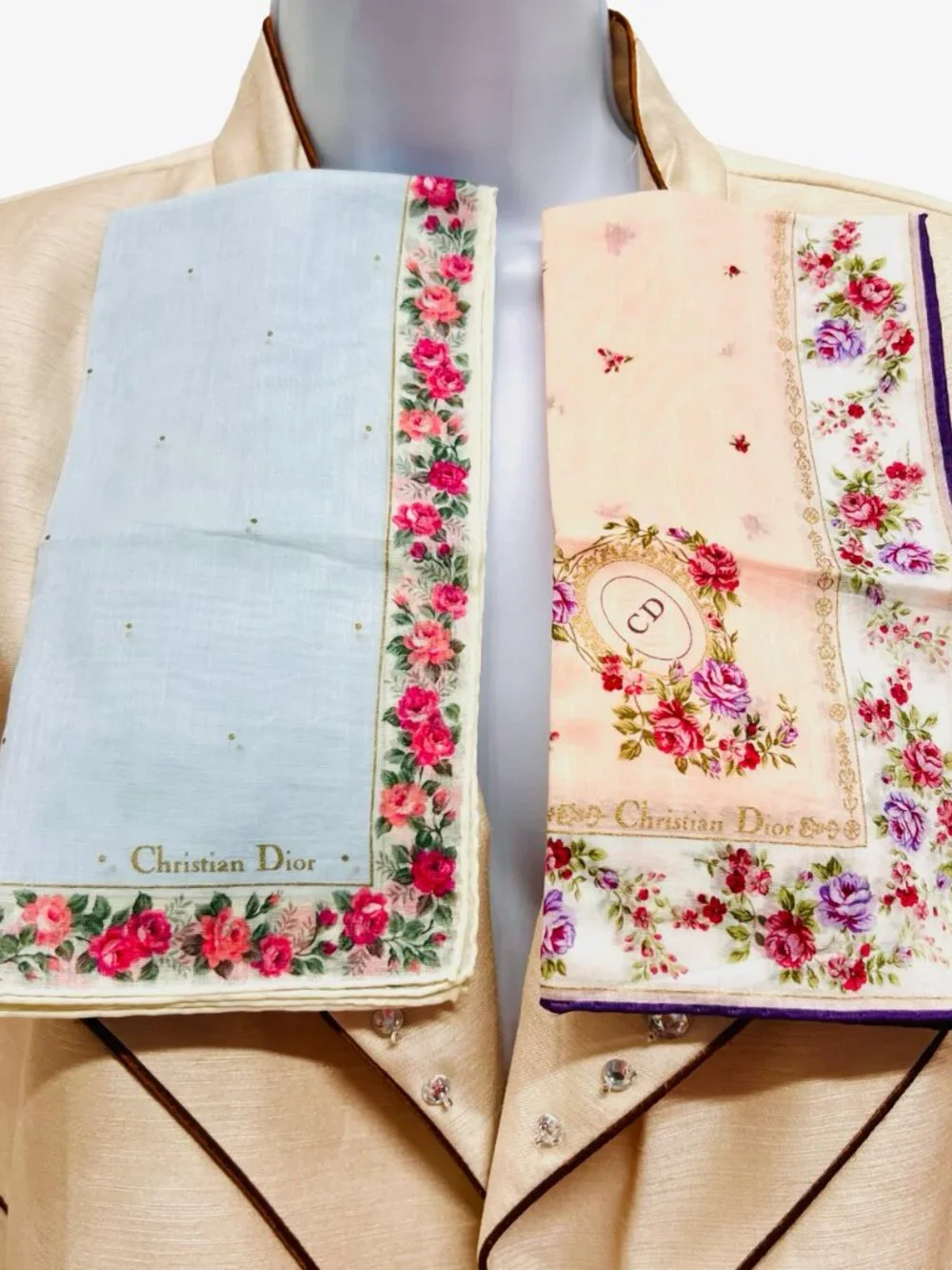 2) New-Beautiful Christian Dior Mini Scarf/Neck-kerchief Cott 19